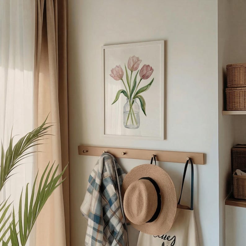 Pink Tulip Painting: Dorm Room Printable Wall Art | Girly Pink Print ...
