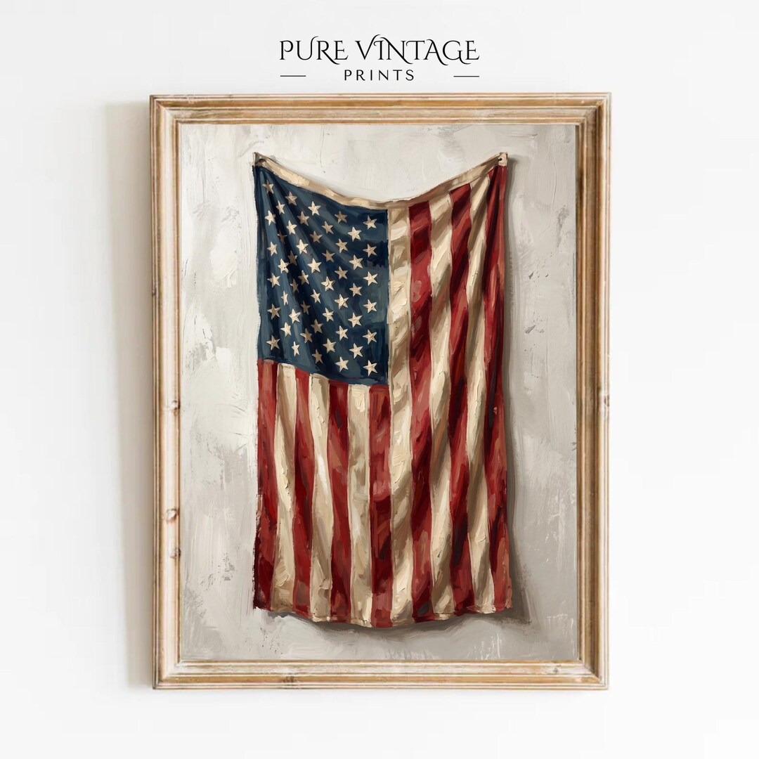 Vintage American Flag Wall Art 4th of July Decor, Rustic Patriotic ...