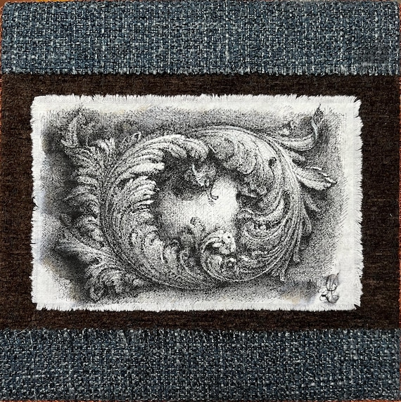 Ink Drawing on antique fabric