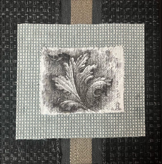 Ink drawing on fabric