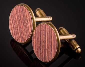 Manschettenknöpfe mit Königsholz Holz Cufflinks Bronze