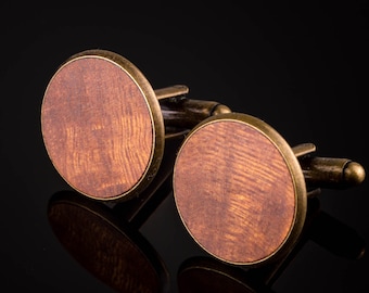 Manschettenknöpfe mit Eisenholz Holz Cufflinks Bronze