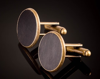 Manschettenknöpfe mit Ebenholz Holz Cufflinks Bronze