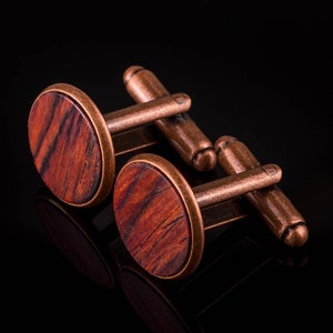 Manschettenknöpfe mit Cocobolo Holz Cufflinks Kupfer Bild 1