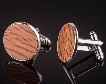 Boutons de manchette avec Stones Wood Cufflinks Silver