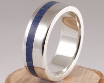 Ring mit Holz 11th Edition aus Silber 925er mit Bergahorn Indigoblau