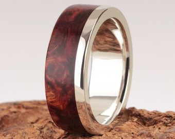 Ring mit Holz 9th Edition aus Silber 925er mit Amboina Maserholz