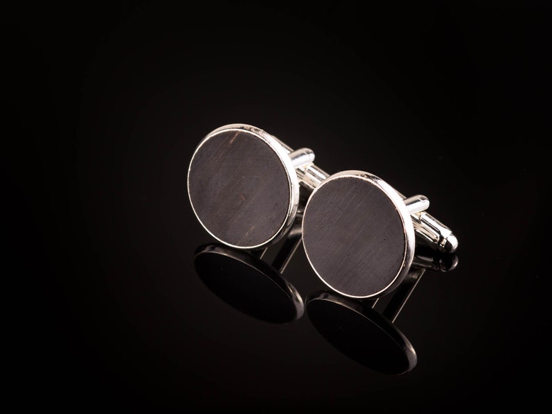 Manschettenkn\u00f6pfe mit Ebenholz Holz Cufflinks Silber