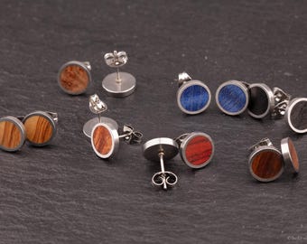 Edelstahl Ohrstecker mit Echtholz – handgemacht & allergiefrei | 10 mm
