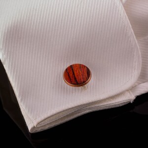 Manschettenknöpfe mit Cocobolo Holz Cufflinks Kupfer Bild 3