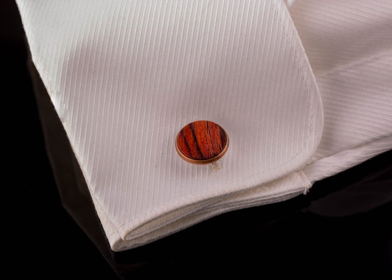 Manschettenknöpfe mit Cocobolo Holz Cufflinks Kupfer Bild 3