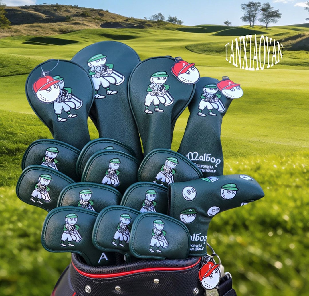 Green Embroidered Leather Golf Club Covers – Malbon Magnetic Head ...