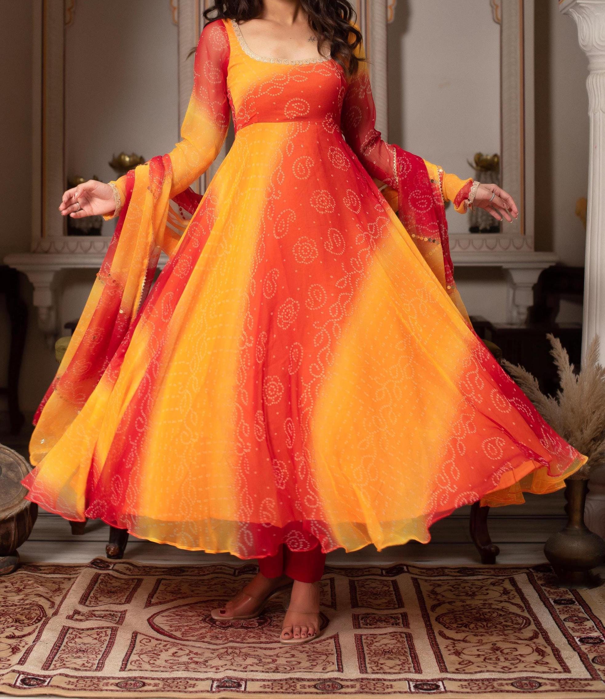 Bandhani Gown - Etsy Bandhani Gown - Etsy