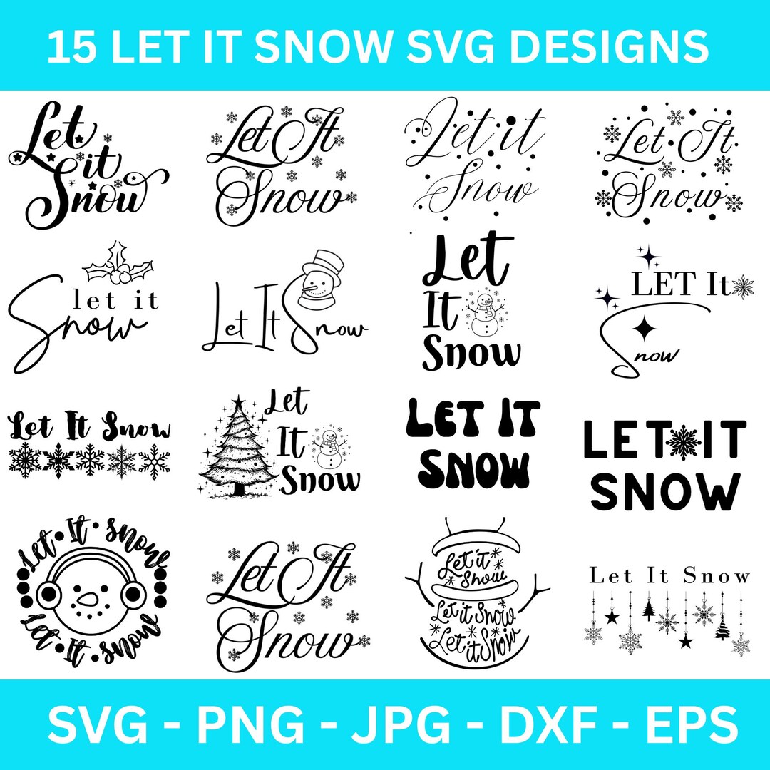 Let It Snow Svg Bundle, Christmas Svg, Snowflake Svg, Winter Svg, Merry ...