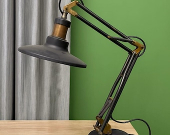 Lámpara de mesa de latón negro: moderna lámpara de escritorio ajustable, iluminación de noche