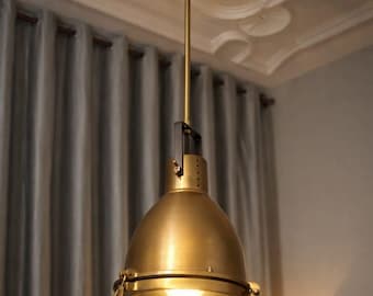 Lámpara colgante de latón hecha a mano, lámpara de techo industrial, luminaria metálica vintage, iluminación para sala de estar