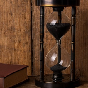 Solid Brass Hourglass Sand Timer with Compass – Nautical Desk Decor