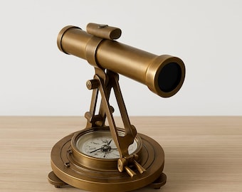 Telescopio antiguo de latón con brújula: decoración náutica vintage