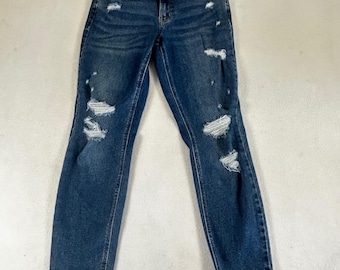 Old Navy Rockstar Super Skinny Jeans Womens 8 Med Wash Distressed Ripped Denim