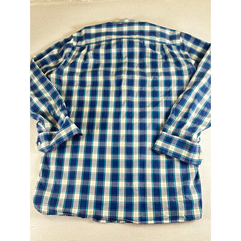 Southern Tide Mens Classic Fit Plaid Button Down Shirt Blue Teal Yellow Size M image 6