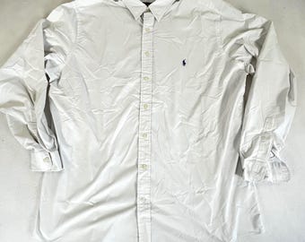 Ralph Lauren Mens Dress Shirt 2LU/2XLT Tall Long Sleeve Button Up White