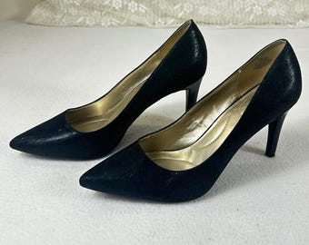 Bandolino Fairbury Womens Black Textured Pointed Toe Stiletto Pumps Size 10M