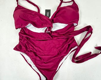 NEW Fashion Collection Women's Plus Size 22W One Piece Crisscross Bathing Suit