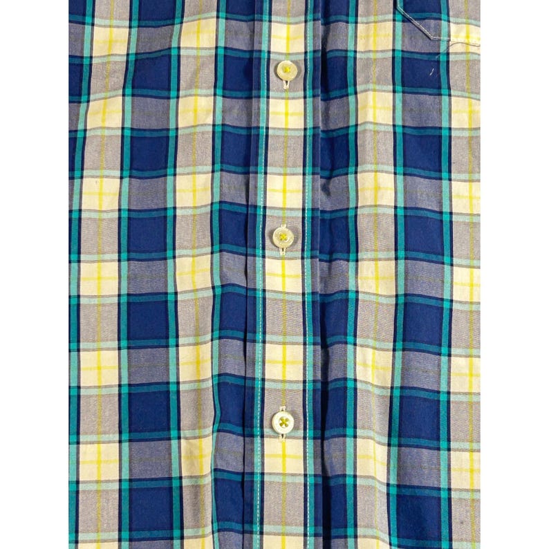 Southern Tide Mens Classic Fit Plaid Button Down Shirt Blue Teal Yellow Size M image 5