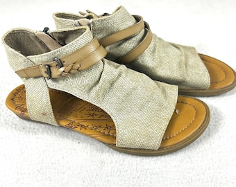 Blowfish Malibu B130 Sandals GIrls Size 2 Beige Boho Casual Summer Shoes