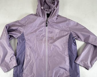 i5 Apparel Kids Purple Hooded Windbreaker Full Zip Mesh Lined Jacket Size L