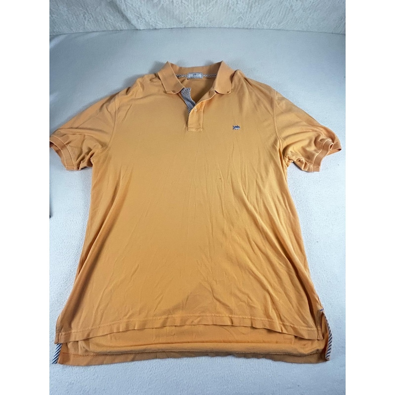 Southern Tide Mens Skipjack Seersucker Polo Shirt Orange Large Short Sleeve image 1