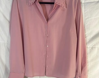 Cato Womens Pink Long Sleeve Button Up Shirt Top Size L