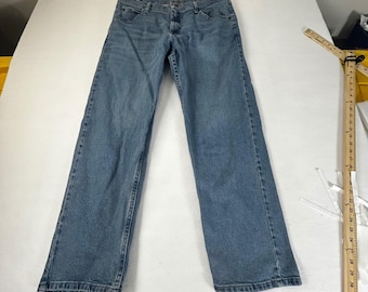 Wrangler Premium Quality Men Straight Leg Denim Jeans 36x29 Blue Wash