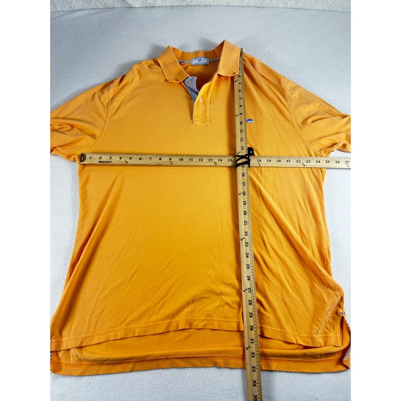 Southern Tide Mens Skipjack Seersucker Polo Shirt Orange Large Short Sleeve image 3