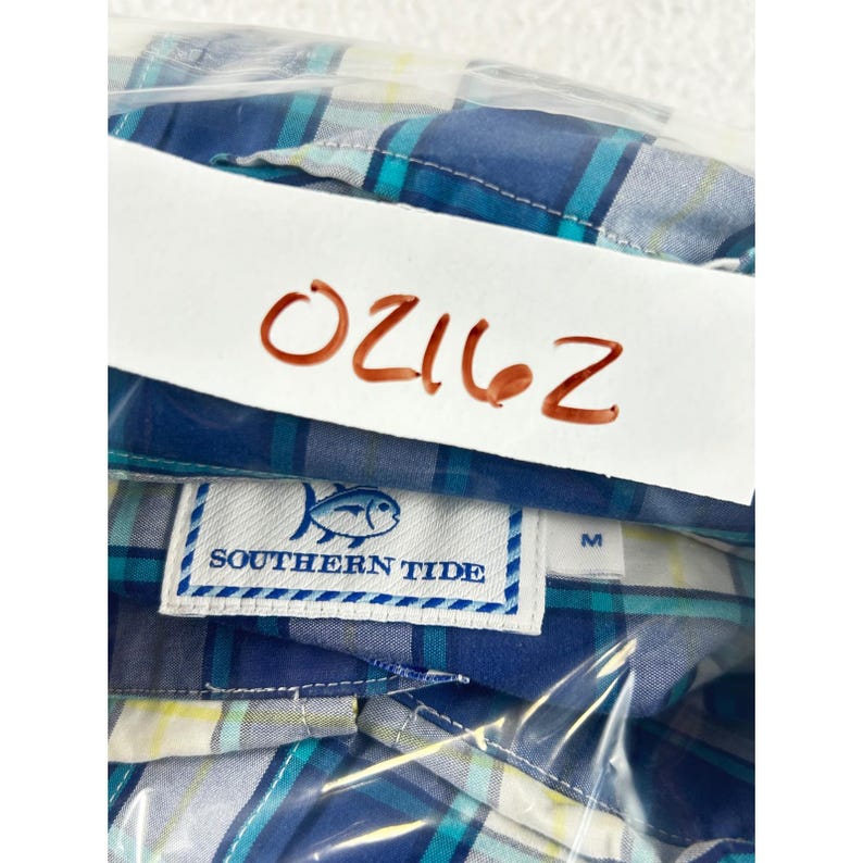 Southern Tide Mens Classic Fit Plaid Button Down Shirt Blue Teal Yellow Size M image 9