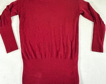 White House Black Market Red Cashmere Blend Boat Neck Tunic Sweater Small
