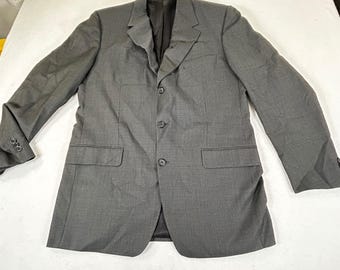 Britches of Georgetowne Mens Grey Micro Check 3 Button Blazer Jacket Canada Made