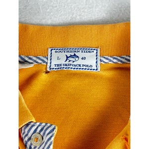 Southern Tide Mens Skipjack Seersucker Polo Shirt Orange Large Short Sleeve image 2