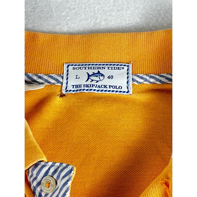 Southern Tide Mens Skipjack Seersucker Polo Shirt Orange Large Short Sleeve image 2
