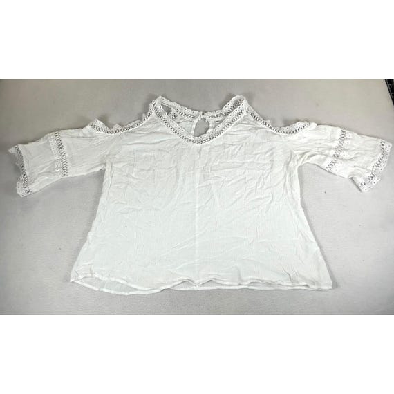 Unbranded Cold Shoulder Top Women XL White Boho