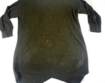 89th & Madison Womens Olive Green Asymmetrical Hem Tunic Sweater Size M 01948