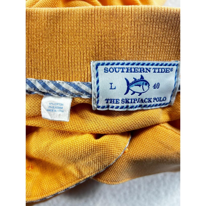 Southern Tide Mens Skipjack Seersucker Polo Shirt Orange Large Short Sleeve image 5