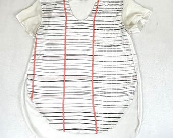 Calvin Klein Jeans Women's Size S Sheer Striped V-Neck Short Sleeve Tunic Top