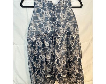 Women XL Romper Blue Floral Cottagecore Coastal Grandmother Boho Whimsigoth Chic