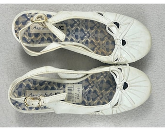 American Eagle Slingback Wedge Sandals Kids Size 12 White Coquette Dress Shoes