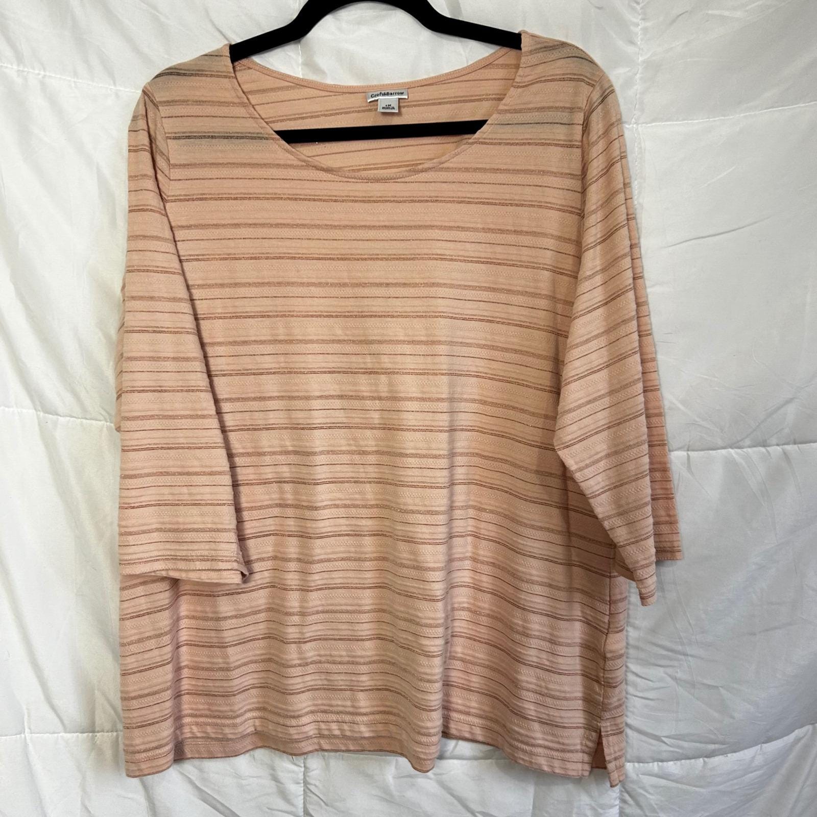 Croft&Barrow Haut Femme Col Rond Boutonné Épaule Manches 3/4