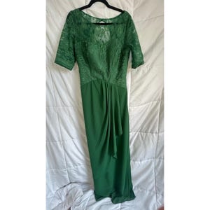 green dress with white lace overlay JillwishD259 This dress is selling fast! , Sage Green, Sheer Lace & Oversized 3D Flowers! , This dress is pure garden fairy magic. Featuring a sheer illusion neckline, delicate lace