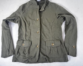 Jaclyn Smith Utility Jacket Womens Medium Olive Green Military Safari Layering