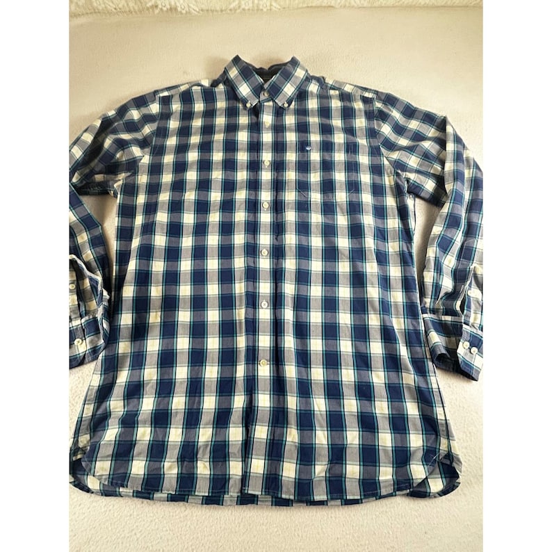 Southern Tide Mens Classic Fit Plaid Button Down Shirt Blue Teal Yellow Size M image 1