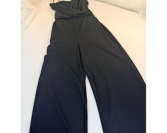 Lush Jumpsuit Women S Black Wide Leg Spaghetti Strap Sleeveless Cocktail